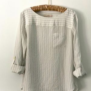 COPY - Loft Pinstriped Blouse with Cuff Sleeves